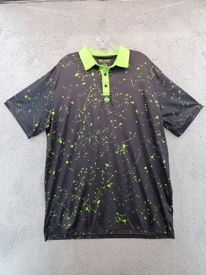 Pins & Aces Golf Co Men s Short Sleeve Polo Short Size XXL Black & Green