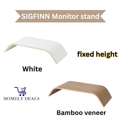 IKEA SIGFINN Monitor Stand – Bamboo or White Fixed Height PC Riser 53x24x10 cm