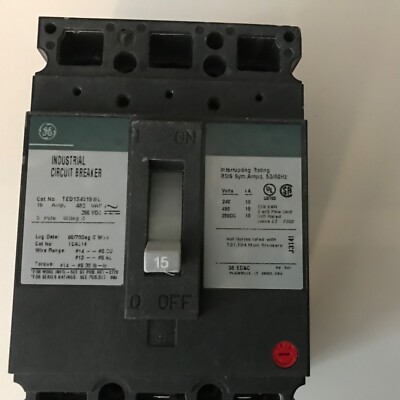 TED134015WL GE Molded Case Circuit Breaker 15 Amp 3 Pole 480V 