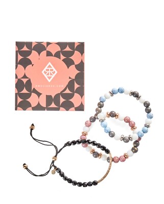 Amelia Rue NEW Kinsley 3 Piece Bracelet Set ~ NWT Jewelry Glass Bead Stretch