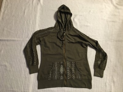 Bargain Womens Olive Green Textured Caterpillar Hoodie Long Sleeve Zip Up Size S Bargain Womens Olive Green Textured Caterpillar Hoodie Long Sleeve Zip Up Size S