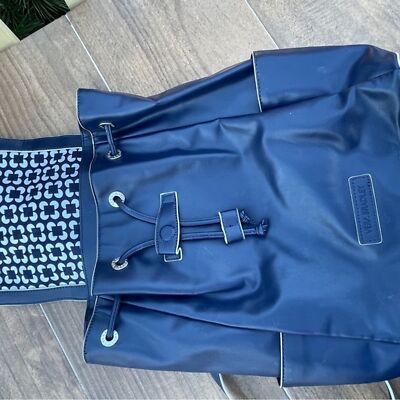 Vera Bradley Drawstring Backpack Classic Navy Blue Faux  display picture 3