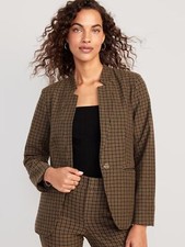 Old Navy Women's Notched Collar Pixie Blazer Size Large NWT Brown Houndstooth L
