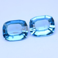6.80Cts Natural Swiss Blue Topaz 9.9x8x5.2mm Cushion Cut Matching Pair Gemstones