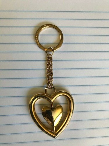 MOSCHINO VINTAGE GOLD-TONE TAGLIATO A DOPPIO CUORE PORTACHIAVI MADE IN  ITALY | eBay
