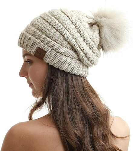 REDESS Women Winter Pom Pom Beanie Hat 