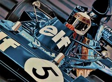 Jackie Stewart 122x91.5 cms original F1 oil painting by Colin Carter