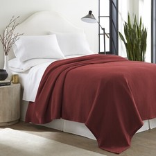 100 Cotton Blanket Twin Size Burgundy Soft Lightweight 66 x 90 inches
