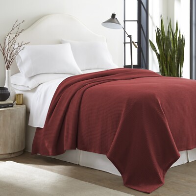 100% Cotton Blanket Twin Size Burgundy Soft Lightweight 66 x 90 inches