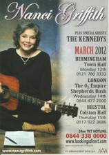 Nanci Griffith / The Kennedys     UK Concert Tour     2012      Flyer / Handbill