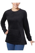 Isaac Mizrahi Live SOHO Velour Crew Neck Pullover Black
