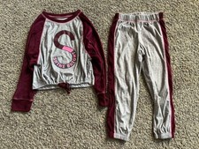 Sleep Justice Girl  s Velour Pajama Set Size 7 Maroon Pink Gray