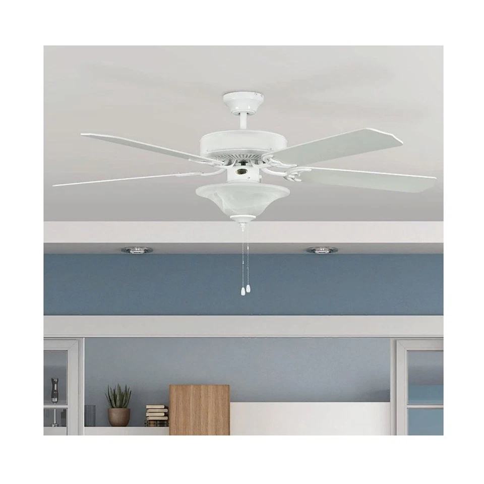 Ventilador de techo interior LED blanco cuadrado Concord Heritage 52" luz 5 aspas 52HES5WH- Foto 2 de 3
