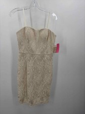 Pre-Owned Aidan Ivory Size 2 Lace Bodycon Short Strapless Dress