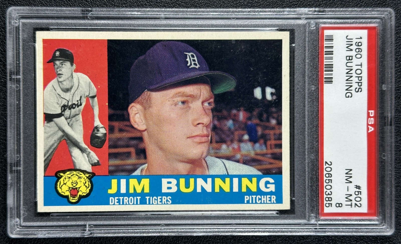JIM BUNNING PSA 8 1960 TOPPS BASEBALL #502 TIGERS 0385