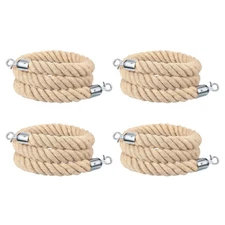 4Pcs 6ft x 1.5 Inch Crowd Control Jute Stanchion Rope with Snap Hooks