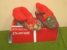 Vintage 1996 Dearfoams Slippers Christmas Quilted Chintz Boot M 6 1/2-7 1/2