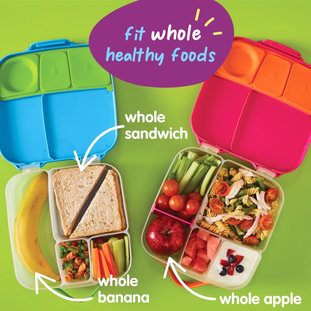 Lunch Box for Kids: Jumbo Bento Box w/ 4 Compartments (2 Leak proof), Removab...