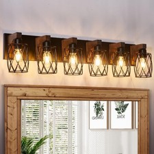 6-Light Farmhouse Vanity Light Fixtures Over ...
