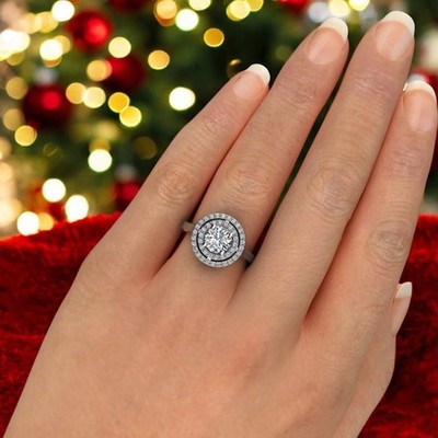 Verlobungsring Gold Diamant 1 Karat E F VVS Lab Grown Rundschliff 14 Karat Weiß