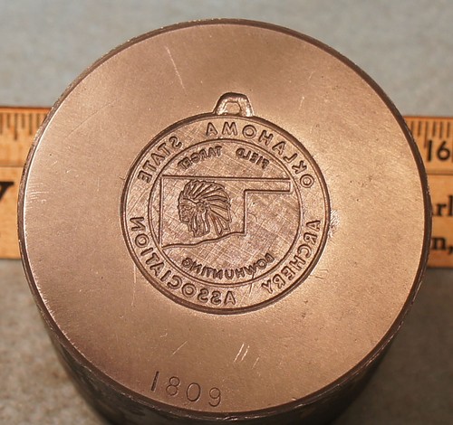 Vintage OKLAHOMA STRATE ARCHERY ASSOC Medal STEEL STAMPING DIE RH224