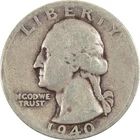 1940 Washington Quarter G Good Silver 25c Coin