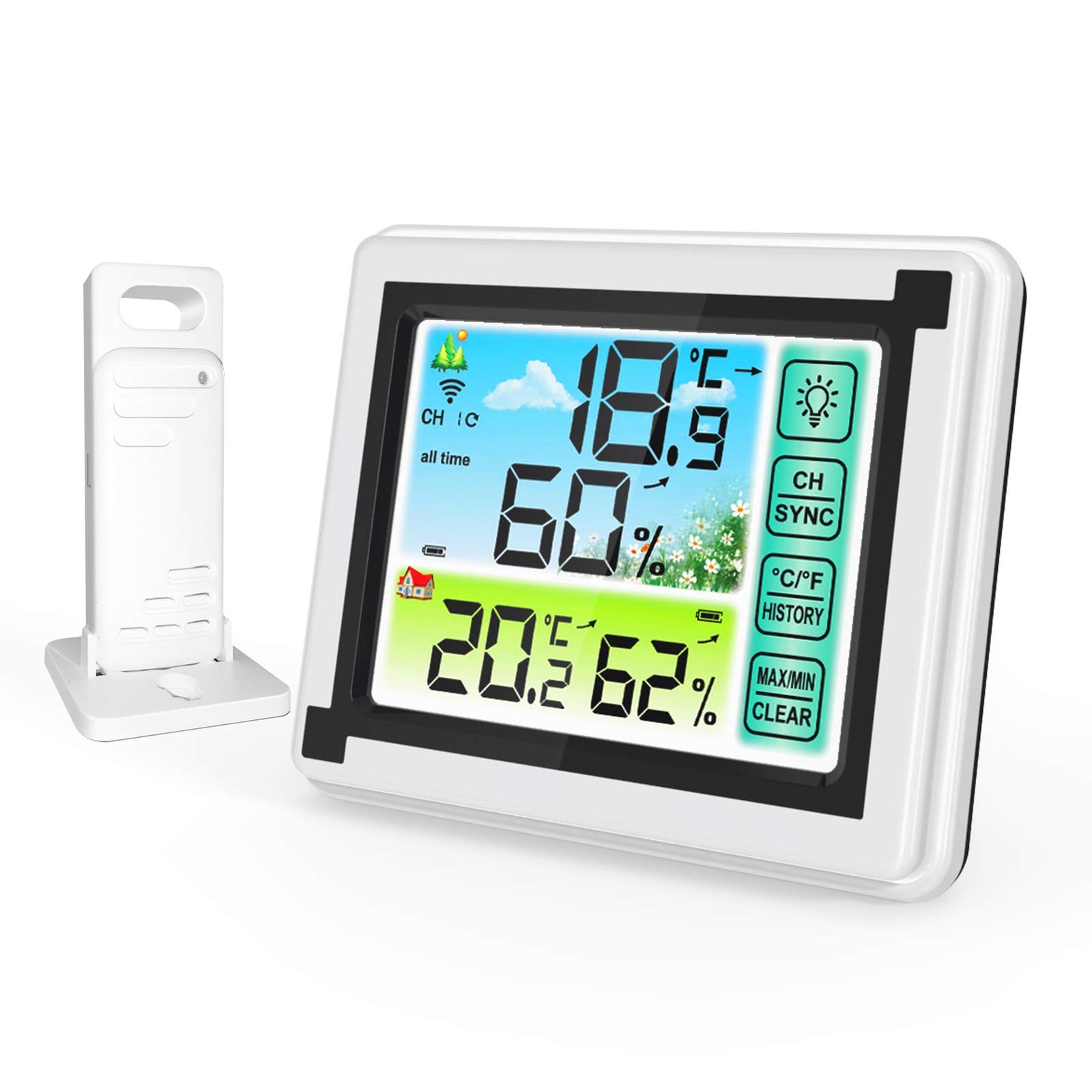 Indoor Outdoor Thermometer With Remote Sensor, Digit...