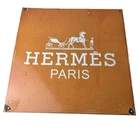 Vintage Hermes Sign - Luxury Fashion Porcelain Store Display Gas Pump Sign