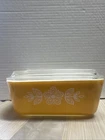 Pyrex Gold Butterfly Refrigerator dish #502B with Lid #502C 1 1/2 Pint Vintage