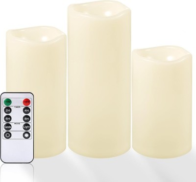 NURADA Large Waterproof Flameless Candles 6'' 8'' 10'' x 4'' - Outdoor Indoor LED Pi