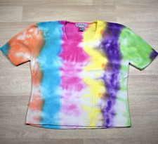 90s Dressbarn Short Sleeve Square Neck Sweater Womens Tie Dye Size XL VTG