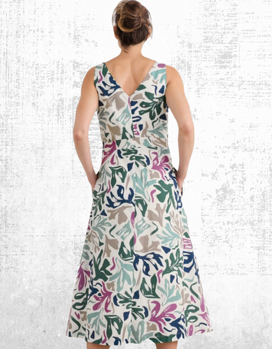 Ex Seasalt Women’s Cotton Sleeveless Sky Dress in Chalk Leaves Mix - Picture 3 of 9