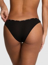 Victoria's Secret PINK - M Black Logo Cotton Tanga Panty - Medium