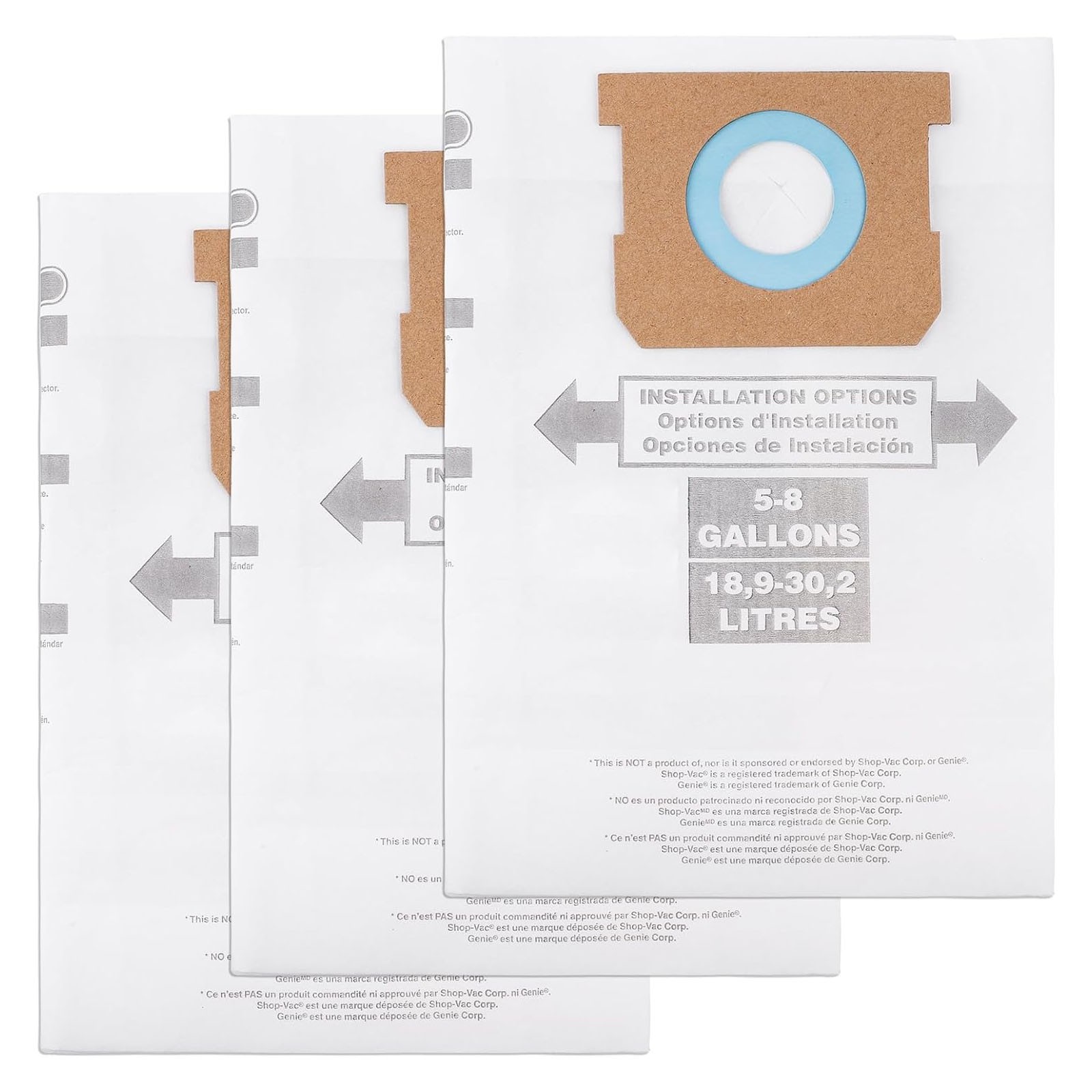 3x Dust Filter Bag for 90661 Type E fits 5-8 Gallon Shop Vac