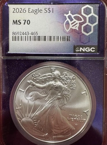 2026 American Silver Eagle MS-70 NGC purple Holder 8692443-465