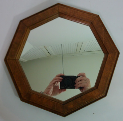 Vtg Home Interiors Homco Octagon 11.25  Across Wood Framed Accent Wall Mirror