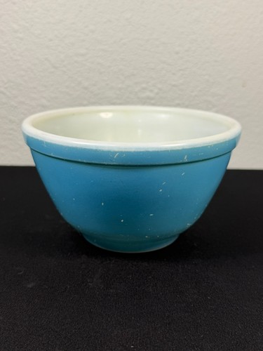 Vintage Pyrex Blue Milk Glass Mixing Bowl White Interior USA