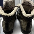 Authentic Gucci Brown Shearling Lined Logo Print Lace-Up Boot — photo 3