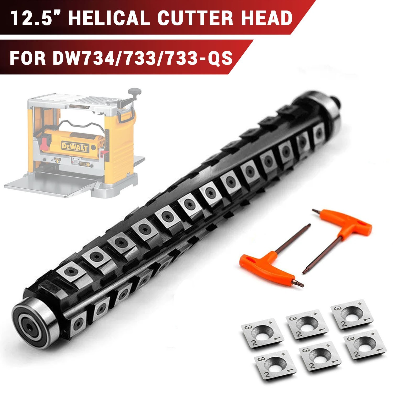 For DeWalt DW734 DW733 DW733-QS Thickness Planer 12.5" Sprial Helical Cutterhead