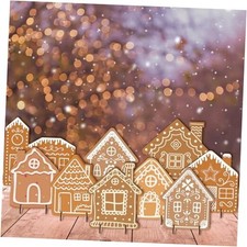 9Pcs Christmas Tabletop Decorations Wooden Gingerbread Gingerbread House