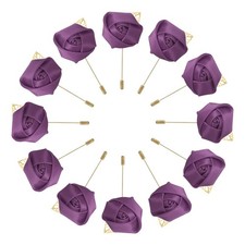 12 Pcs Groom Boutonnieres Rose Boutonnieres Pins for Men Sweet Purple