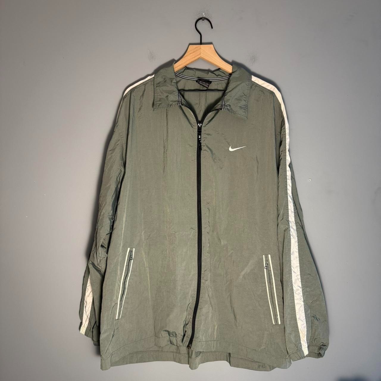 SACAI X NIKE Giacca Nike vintage anni 90 maglione swoosh XL verde e bianco a righe giacca a vento