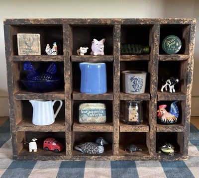 Vintage Trinket Shelf Wooden Box Cubby Organizer Cottagecore Primitive Decor