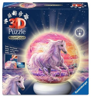 Ravensburger 120080541 Puzzle-Ball Nachtlicht Pferde am Strand, 3D Puzzle 6+