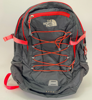 gray and coral north face backpack The North Face Borealis Gray Coral Laptop Backpack All Zippers & Buckles  Work