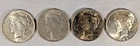 LOT OF 4 1923 P PEACE SILVER DOLLARS #33