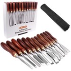 12-Piece Wood Chisel Set,CR-V 60 Steel Blades Straight Edge V Chisel Gouge Ca...