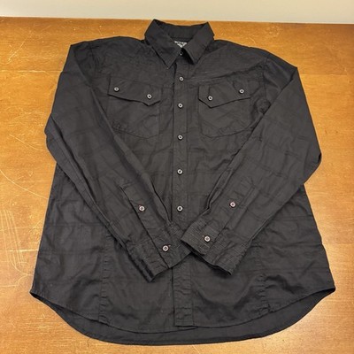 Affliction Black Premium Live Fast Embroidered Long Sleeve Button Up Shirt 2XL