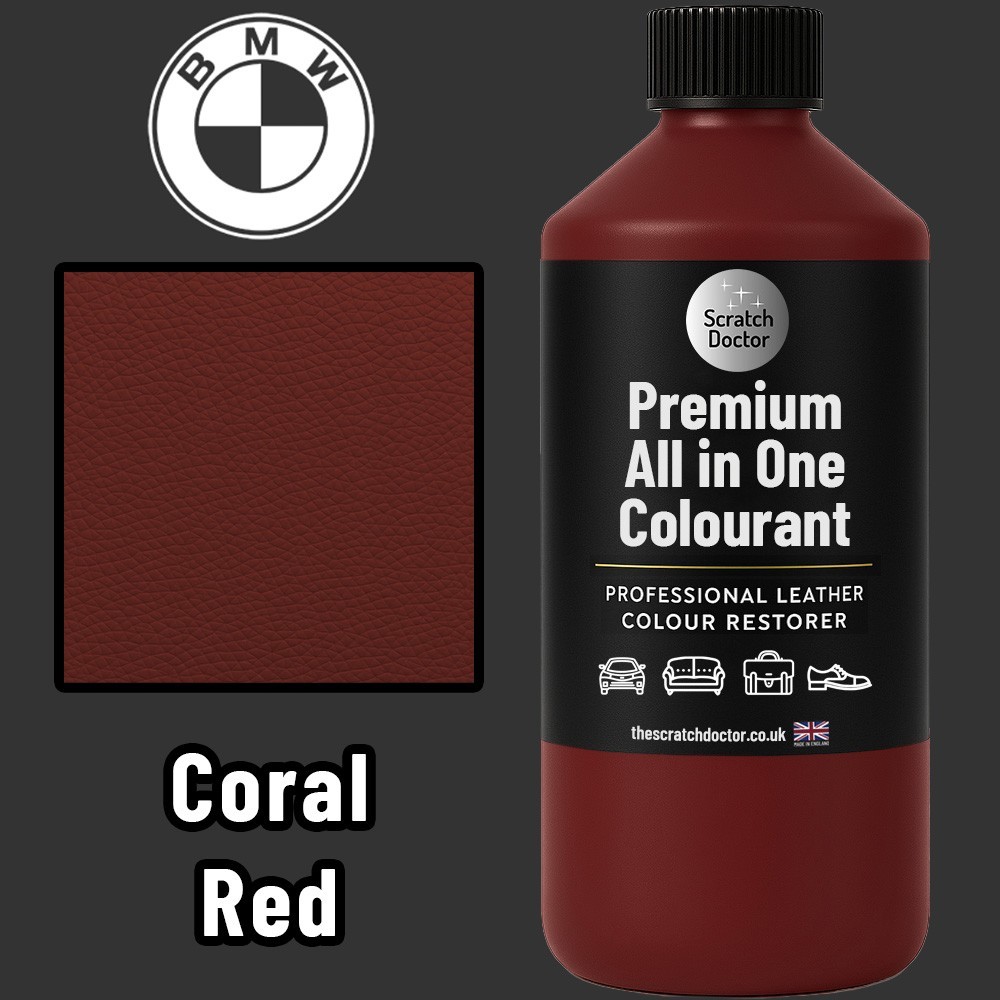 Leather Paint for BMW Car Seat CORAL RED. All in One 250ml Dye for