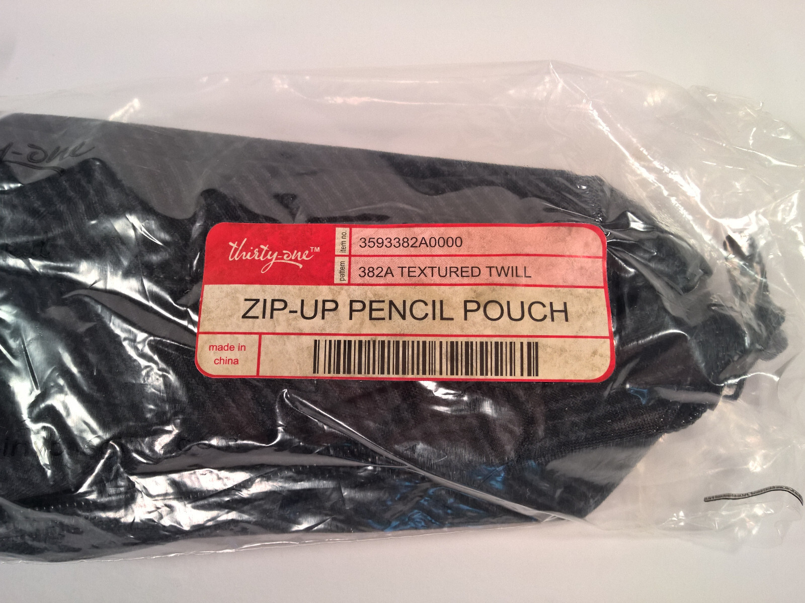 Thirty-One Zip-Up Pencil Pouch 382A Textured Twill